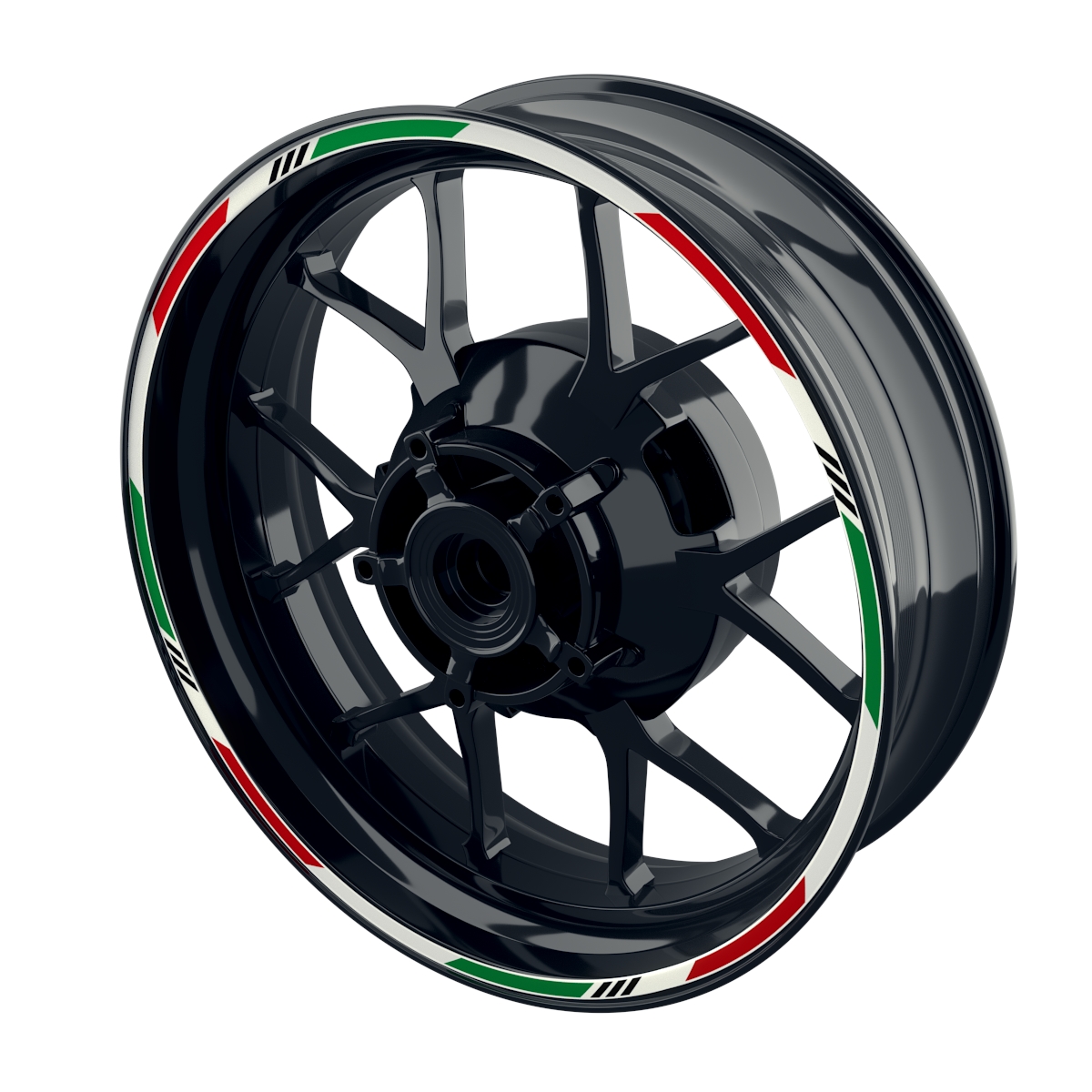 Italia Tricolor weiss Felgenrandaufkleber Premium Wheelsticker