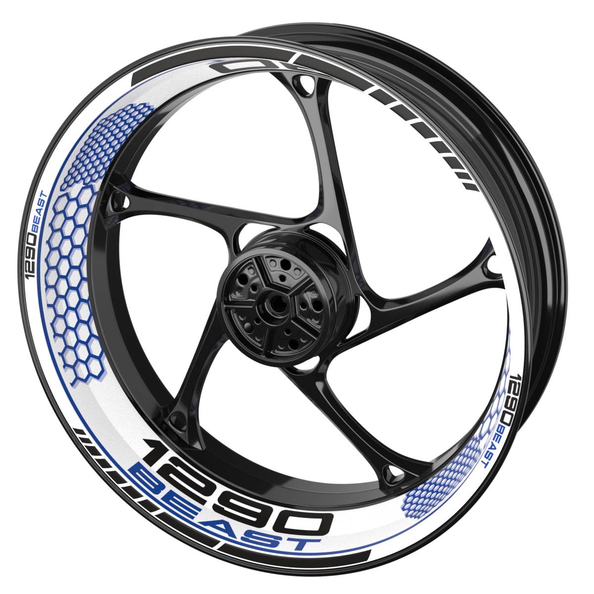 Felgenaufkleber für KTM 1290 Beast Felgenaufkleber Hexagon weiss Wheelsticker Premium