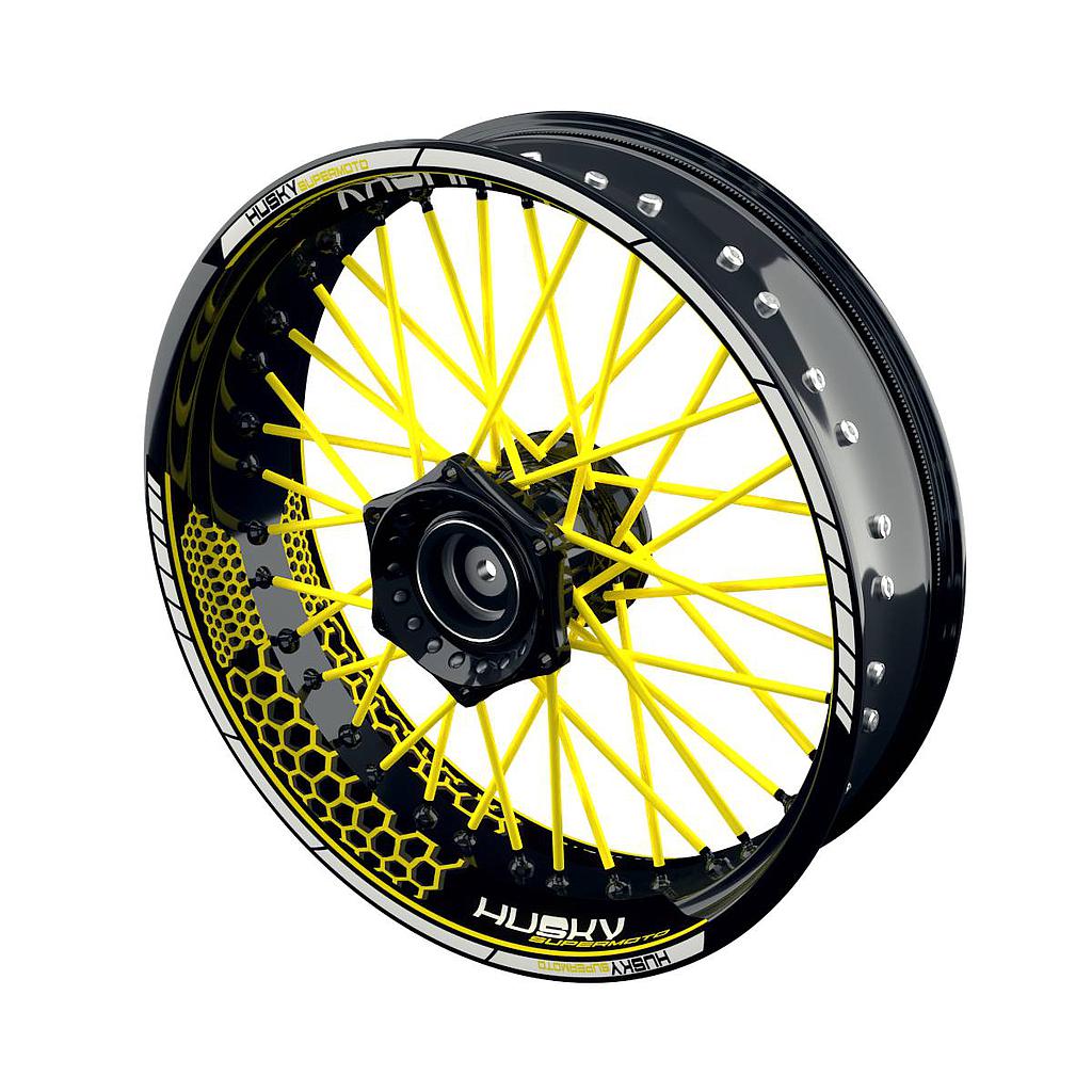 HUSKY Supermoto Hexagon Felgenaufkleber Wheelsticker Premium geteilt