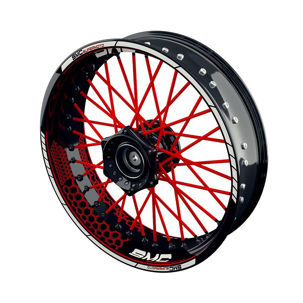 SMC Supermoto Hexagon Felgenaufkleber Wheelsticker Premium geteilt
