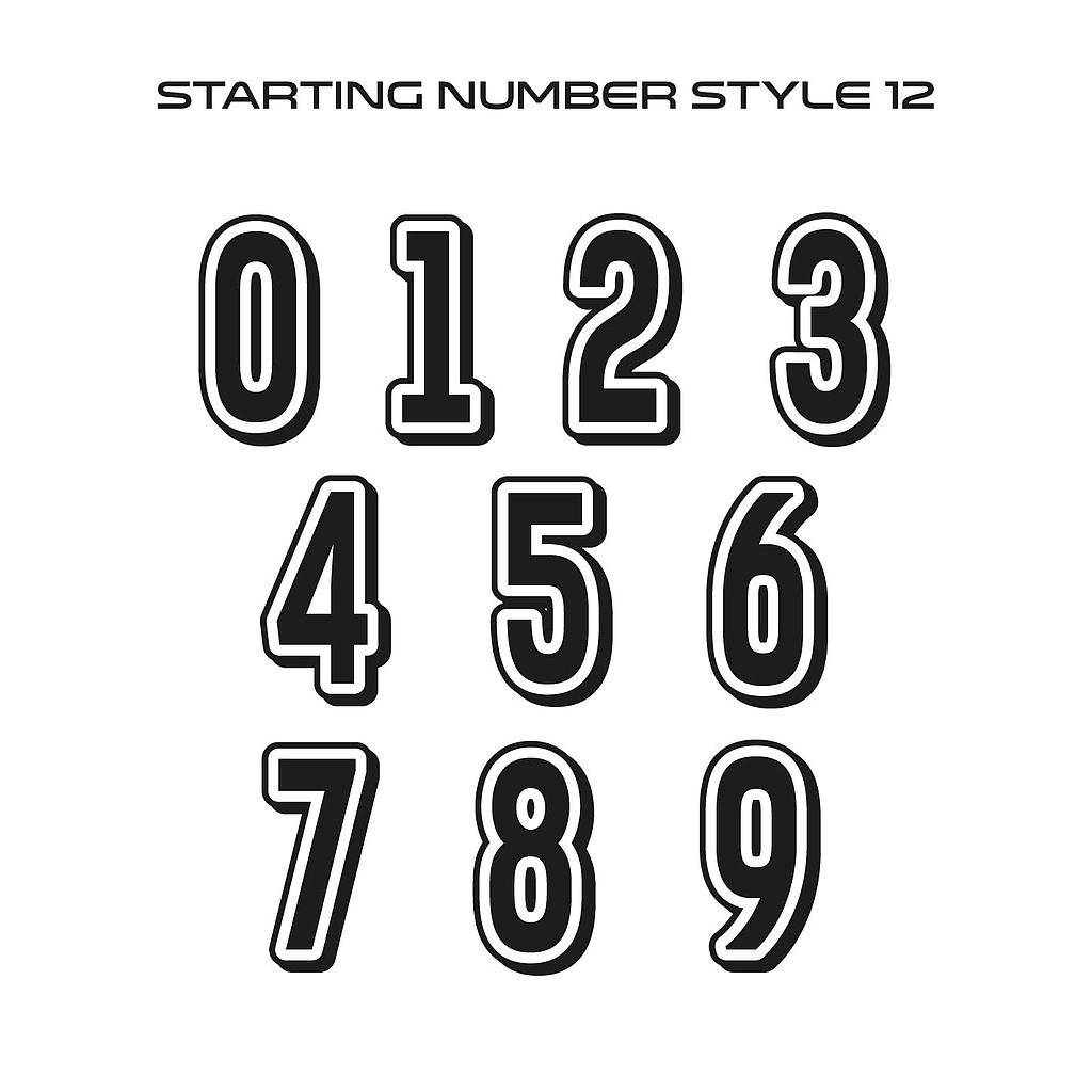 Startnummer Style12 Aufkleber 10cm hoch